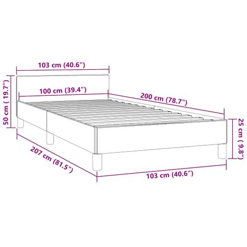 Cadre De Lit Sans Matelas Gris Foncé 100x200 Cm Velours
