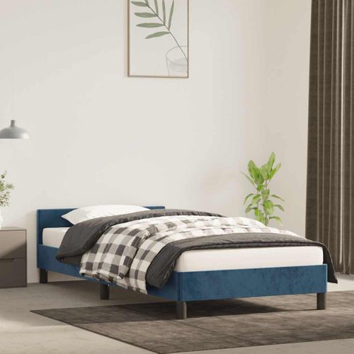 Cadre De Lit Sans Matelas Bleu Foncé 100x200 Cm Velours