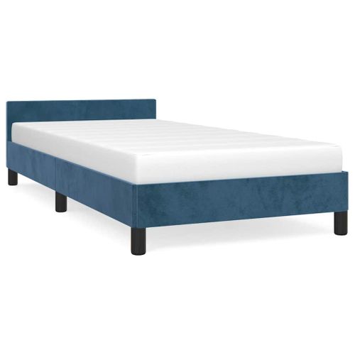 Cadre De Lit Sans Matelas Bleu Foncé 100x200 Cm Velours