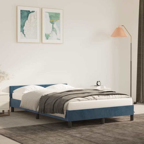 Cadre De Lit Sans Matelas Bleu Foncé 120x200 Cm Velours