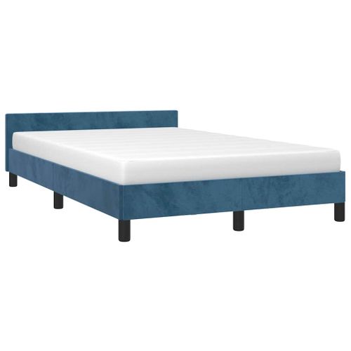 Cadre De Lit Sans Matelas Bleu Foncé 120x200 Cm Velours