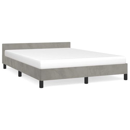 Cadre De Lit Sans Matelas Gris Clair 140x190 Cm Velours