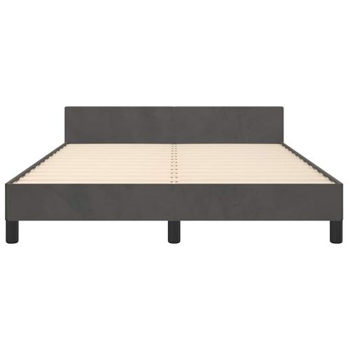 Cadre De Lit Sans Matelas Gris Foncé 140x190 Cm Velours
