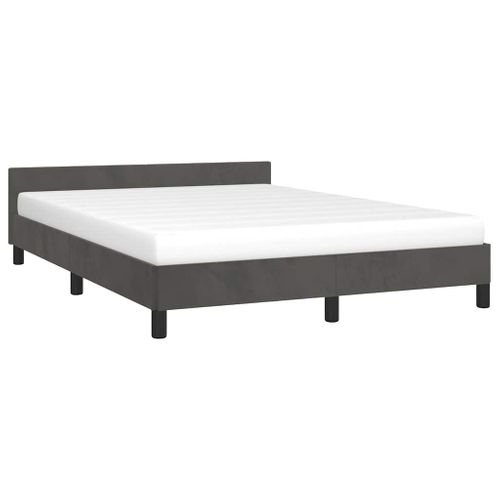Cadre De Lit Sans Matelas Gris Foncé 140x190 Cm Velours