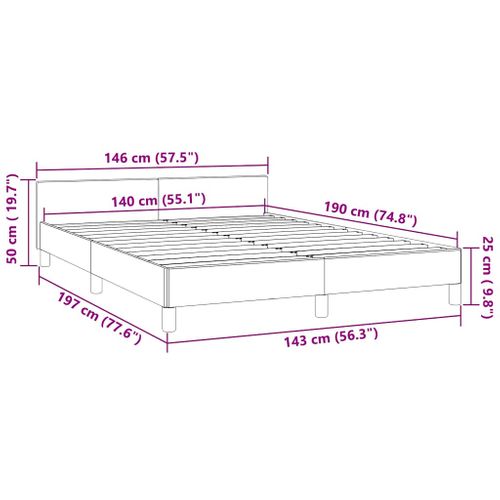 Cadre De Lit Sans Matelas Gris Foncé 140x190 Cm Velours