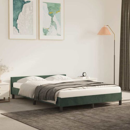 Cadre De Lit Sans Matelas Vert Foncé 140x190 Cm Velours