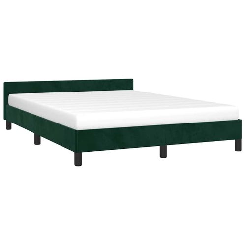 Cadre De Lit Sans Matelas Vert Foncé 140x190 Cm Velours