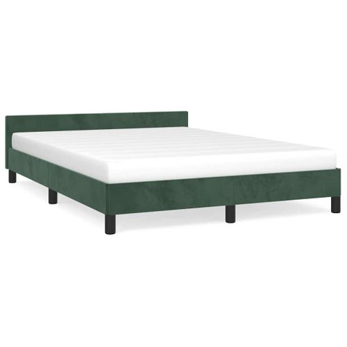 Cadre De Lit Sans Matelas Vert Foncé 140x190 Cm Velours