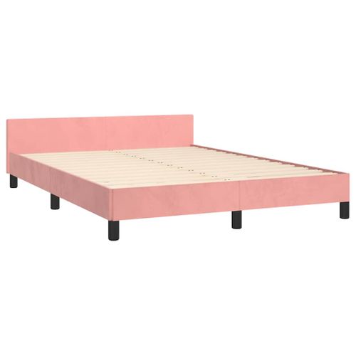 Cadre De Lit Et Tête De Lit Sans Matelas Rose 140x190cm Velours