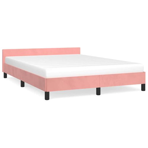 Cadre De Lit Et Tête De Lit Sans Matelas Rose 140x190cm Velours
