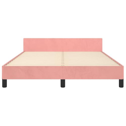 Cadre De Lit Et Tête De Lit Sans Matelas Rose 140x190cm Velours