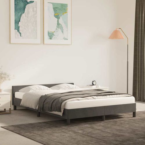 Cadre De Lit Sans Matelas Gris Foncé 140x200 Cm Velours