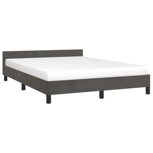 Cadre De Lit Sans Matelas Gris Foncé 140x200 Cm Velours
