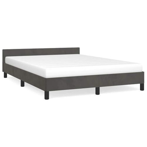 Cadre De Lit Sans Matelas Gris Foncé 140x200 Cm Velours