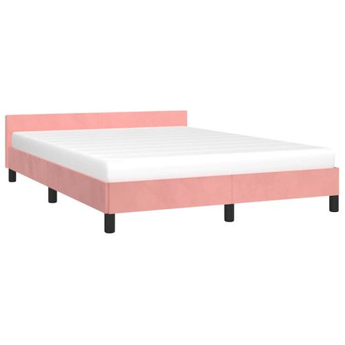 Cadre De Lit Et Tête De Lit Sans Matelas Rose 140x200cm Velours
