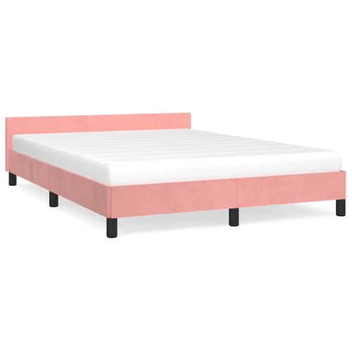 Cadre De Lit Et Tête De Lit Sans Matelas Rose 140x200cm Velours