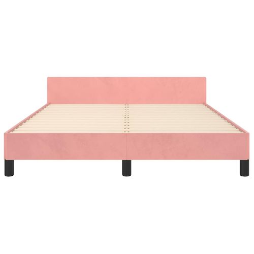 Cadre De Lit Et Tête De Lit Sans Matelas Rose 140x200cm Velours