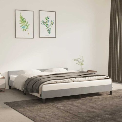 Cadre De Lit Sans Matelas Gris Clair 160x200 Cm Velours