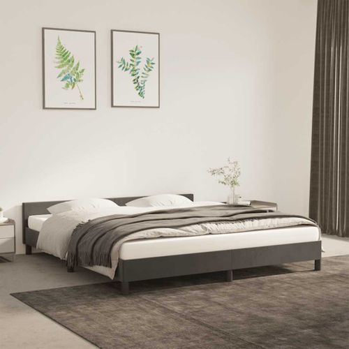 Cadre De Lit Sans Matelas Gris Foncé 160x200 Cm Velours