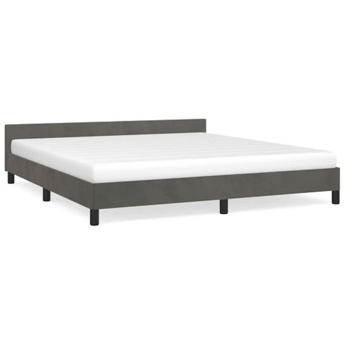 Cadre De Lit Sans Matelas Gris Foncé 160x200 Cm Velours