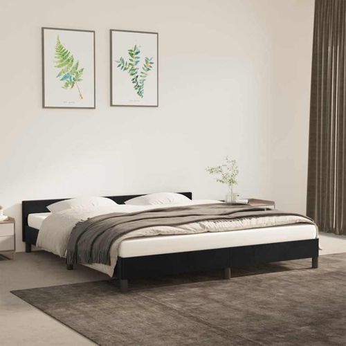 Cadre De Lit Sans Matelas Noir 160x200 Cm Velours