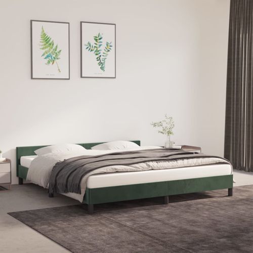 Cadre De Lit 160 X 200 Cm Avec Tête De Lit En Velours Vert Foncé