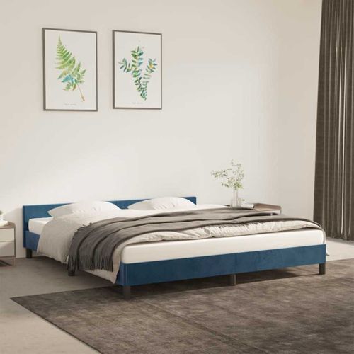 Cadre De Lit Sans Matelas Bleu Foncé 160x200 Cm Velours