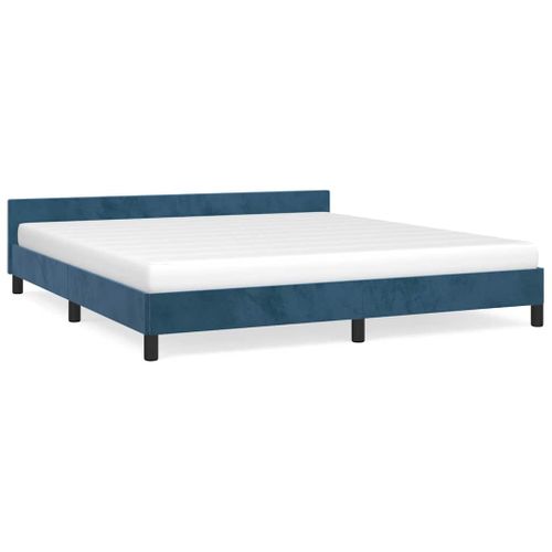 Cadre De Lit Sans Matelas Bleu Foncé 160x200 Cm Velours
