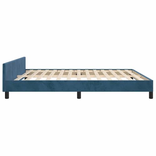Cadre De Lit Sans Matelas Bleu Foncé 160x200 Cm Velours