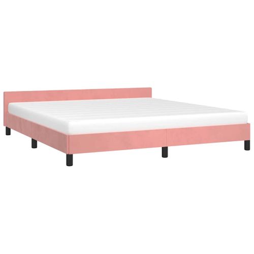 Cadre De Lit Et Tête De Lit Sans Matelas Rose 160x200cm Velours