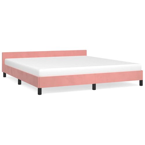 Cadre De Lit Et Tête De Lit Sans Matelas Rose 160x200cm Velours