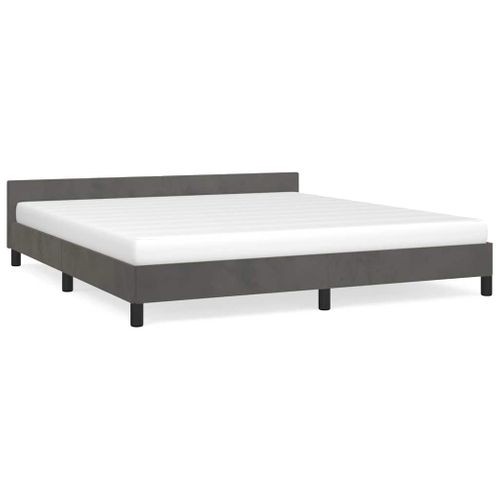 Cadre De Lit Sans Matelas Gris Foncé 180x200 Cm Velours