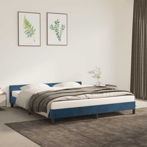 Cadre De Lit Sans Matelas Bleu Foncé 180x200 Cm Velours