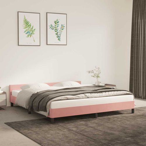 Cadre De Lit Et Tête De Lit Sans Matelas Rose 180x200cm Velours
