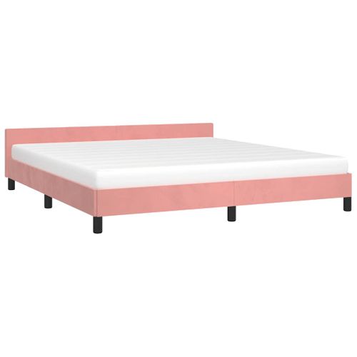 Cadre De Lit Et Tête De Lit Sans Matelas Rose 180x200cm Velours