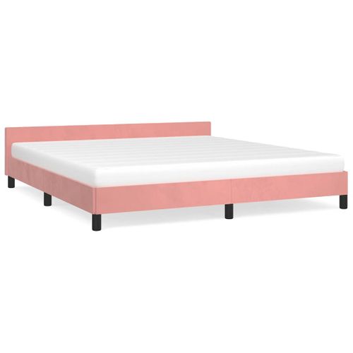 Cadre De Lit Et Tête De Lit Sans Matelas Rose 180x200cm Velours