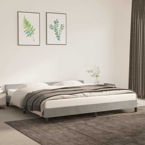 Cadre De Lit Sans Matelas Gris Clair 200x200 Cm Velours