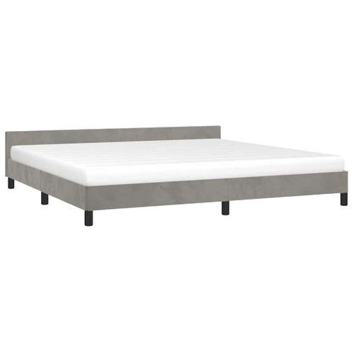 Cadre De Lit Sans Matelas Gris Clair 200x200 Cm Velours