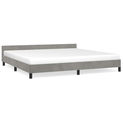 Cadre De Lit Sans Matelas Gris Clair 200x200 Cm Velours