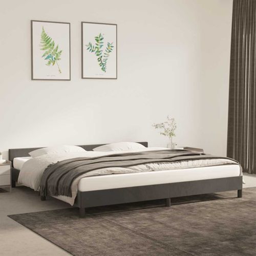 Cadre De Lit Sans Matelas Gris Foncé 200x200 Cm Velours