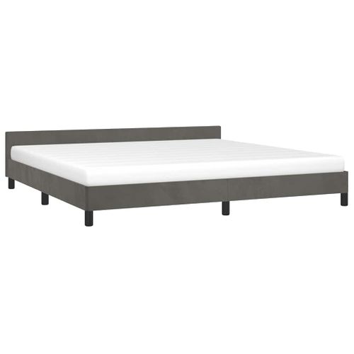 Cadre De Lit Sans Matelas Gris Foncé 200x200 Cm Velours