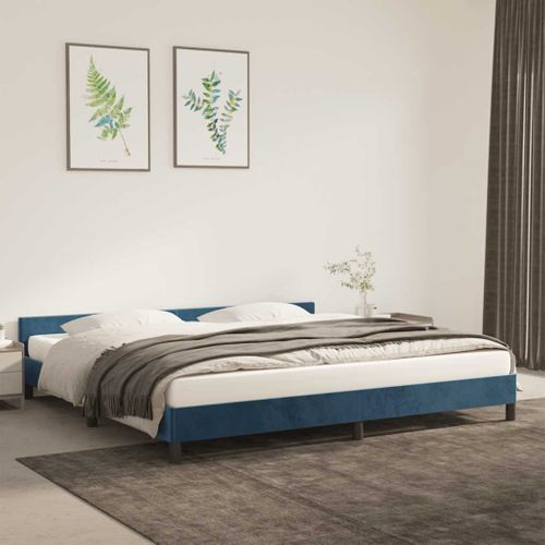 Cadre De Lit Sans Matelas Bleu Foncé 200x200 Cm Velours