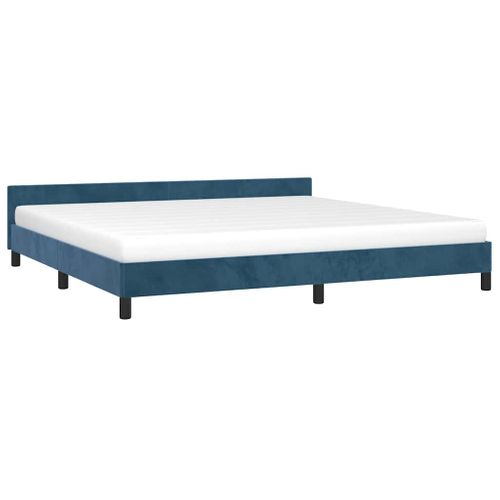 Cadre De Lit Sans Matelas Bleu Foncé 200x200 Cm Velours