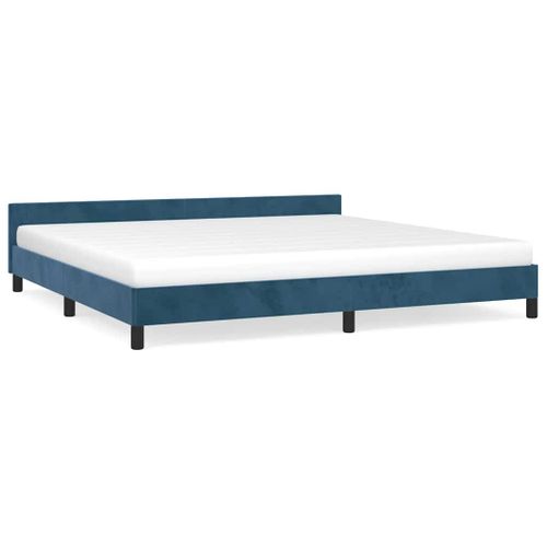 Cadre De Lit Sans Matelas Bleu Foncé 200x200 Cm Velours