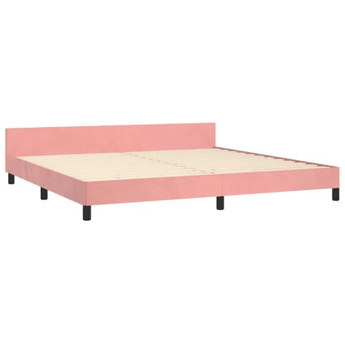 Cadre De Lit Et Tête De Lit Sans Matelas Rose 200x200cm Velours