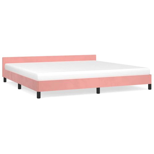 Cadre De Lit Et Tête De Lit Sans Matelas Rose 200x200cm Velours