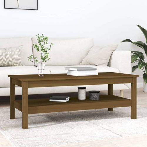 Table Basse Marron Miel 110x50x40 Cm Bois Massif De Pin