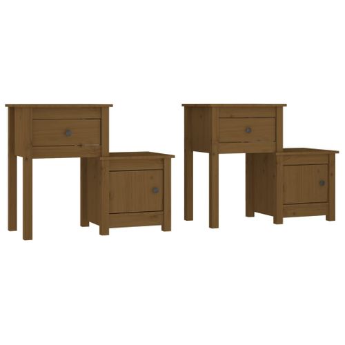 Tables De Chevet 2 Pièces Marron Miel 79,5x38x65,5 Cm Pin Solide