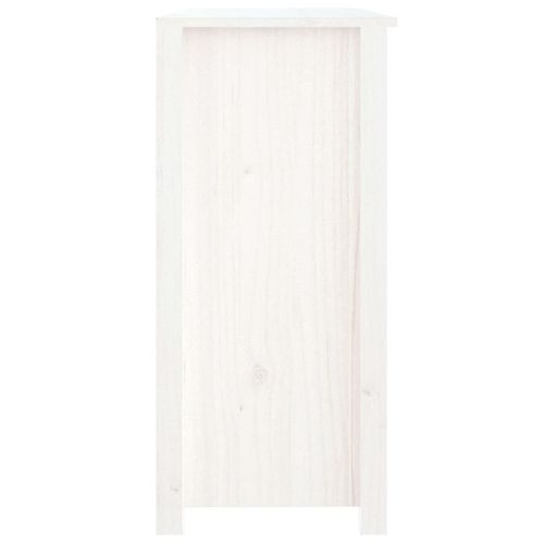 Buffet Blanc 100x35x74 Cm Bois Massif De Pin