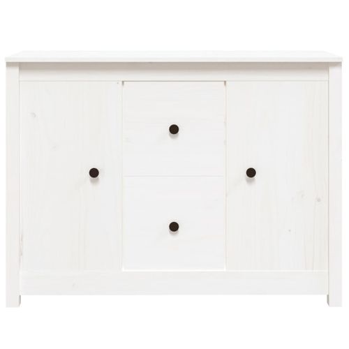Buffet Blanc 100x35x74 Cm Bois Massif De Pin